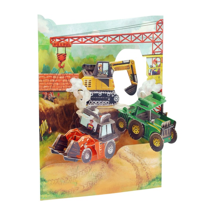 Felicitare 3D Santoro Swing Cards - Tractors And Diggers
