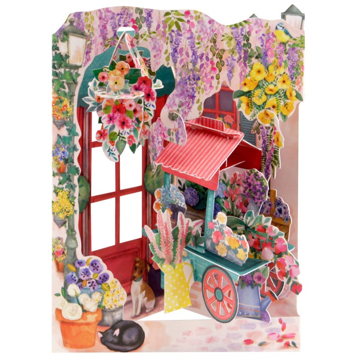 Felicitare 3D Santoro Swing Cards - Florist And Flower Cart