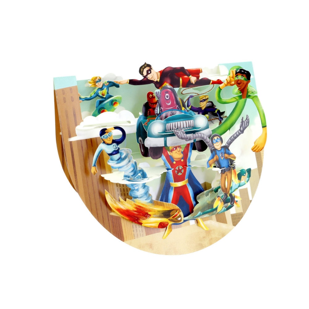 Felicitare 3D Santoro Popnrock - Superheroes