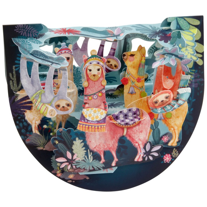 Felicitare 3D Santoro Popnrock - Llamas And Sloths