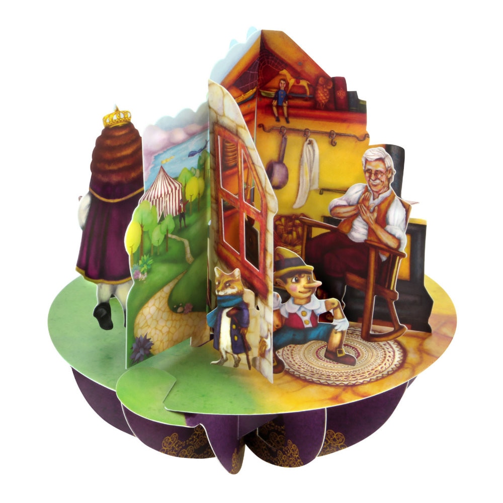 Felicitare 3D Santoro Piruettes - Aladdin, Puss In Boots, And Pinocchio