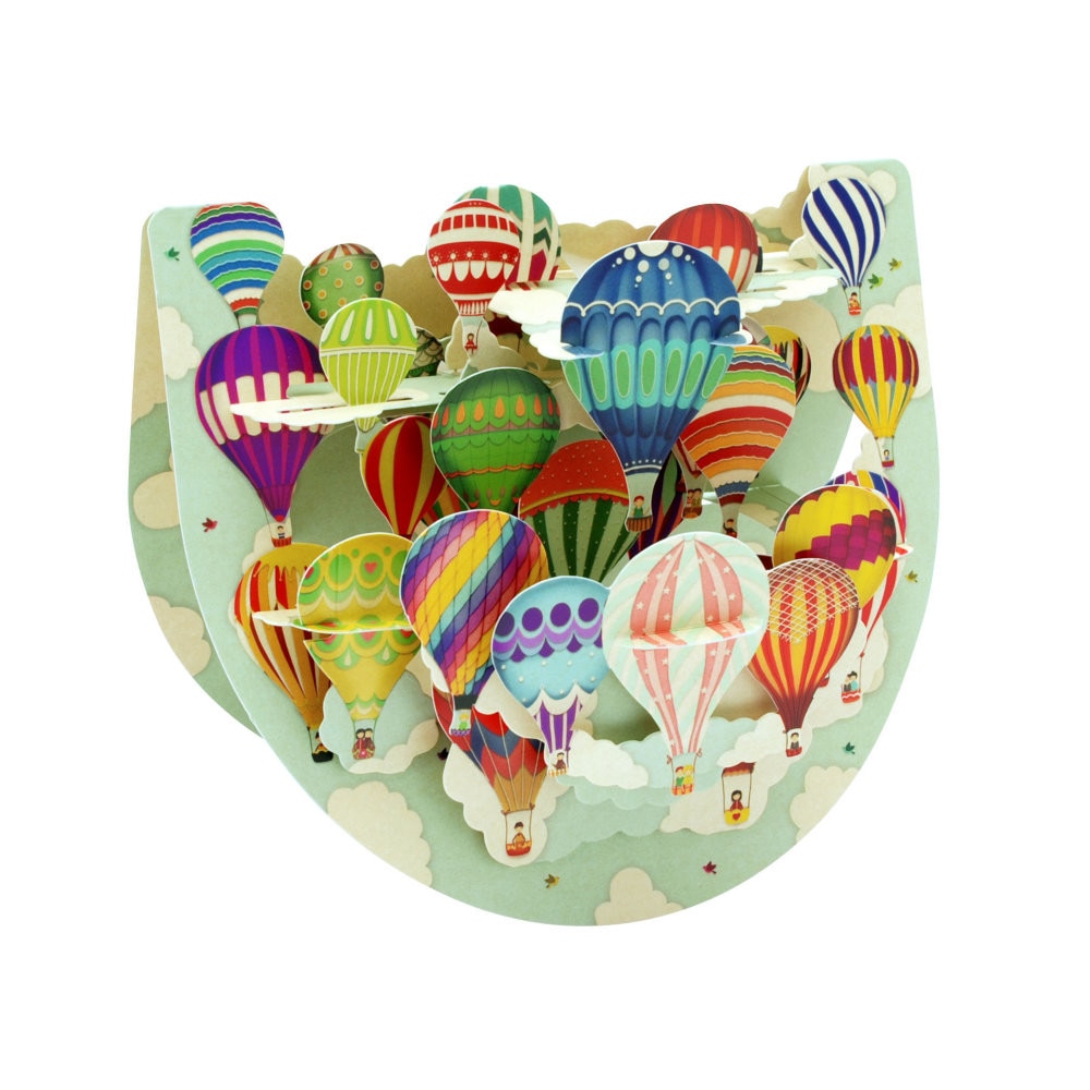 Felicitare 3D Santoro Popnrock - Hot Air Balloons