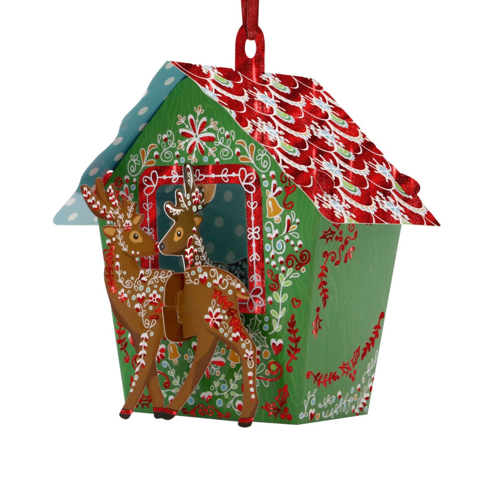 Felicitare 3D Santoro Baubles - Reindeer Stable