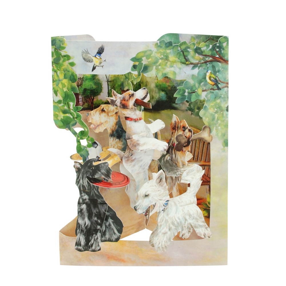 Felicitare 3D Santoro Swing Cards - Terriers Playing