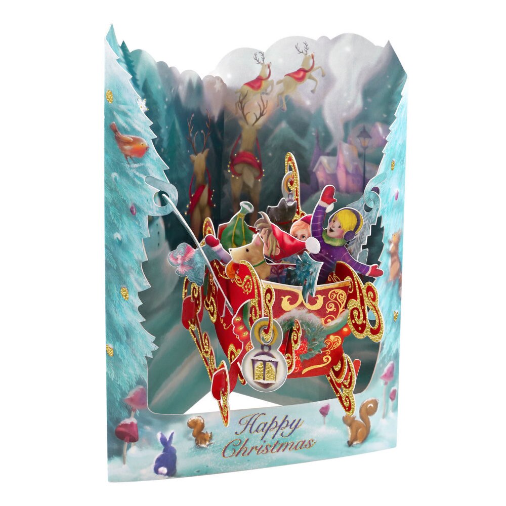 Felicitare 3D Santoro Swing Cards Craciun - Sleigh