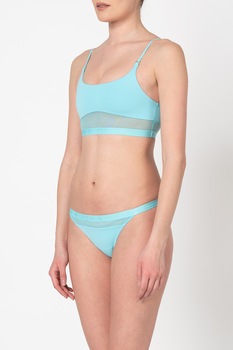 Guess, Bustiera cu insertii din plasa, Albastru aqua Guess, Bustiera cu insertii din plasa, Albastru aqua