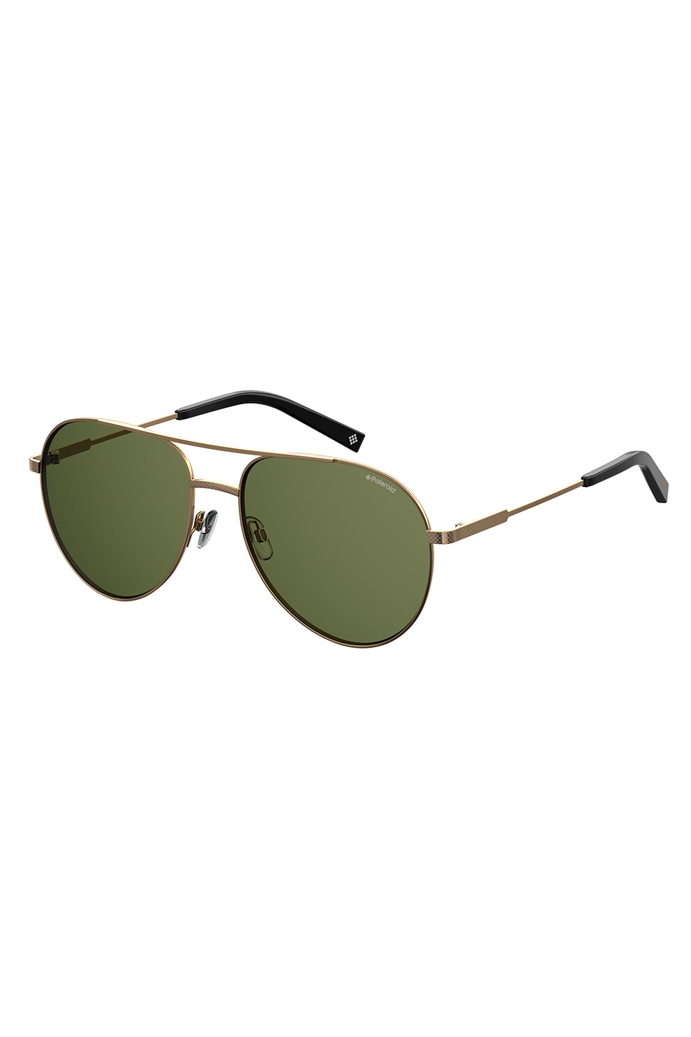 Polaroid, Ochelari de soare aviator cu detalii logo, Auriu/Verde, 61-17-145 Standard
