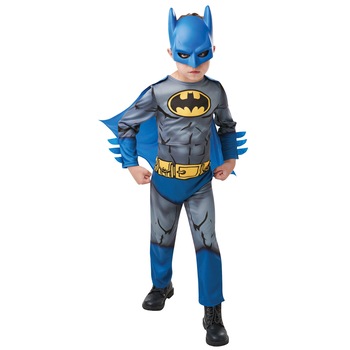 Costum copii Batman albastru cu licenta L, 7-8 ani, 128 cm Costum copii Batman albastru cu licenta L, 7-8 ani, 128 cm