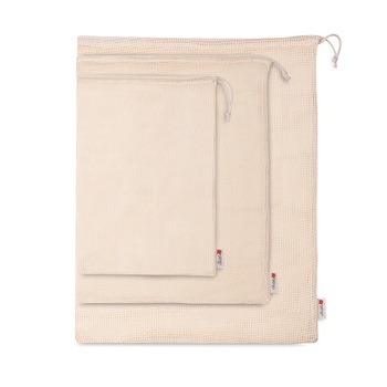 Set 3 saculeti reutilizabili bumbac, Textilia, impletit, diferite dimensiuni Set 3 saculeti reutilizabili bumbac, Textilia, impletit, diferite dimensiuni