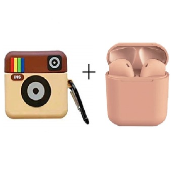 Set format din casti wireless prin bluetooth, piersiciu si husa de protectie Insta Set format din casti wireless prin bluetooth, piersiciu si husa de protectie Insta