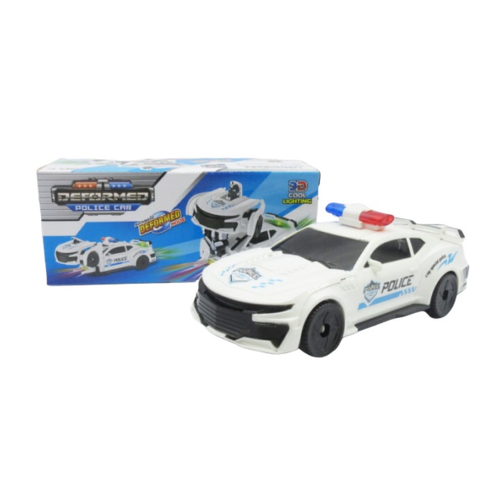 Masina de politie, Roben, Transformabila in robot, Alb,3 ani +