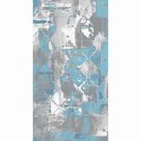 Covor cu print digital Kring Luna, 80x150 cm, 60% bumbac + 40% poliester, Albastru/Gri