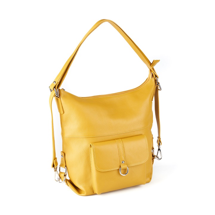 AZZURA Ayline Táska, sárga, hátizsák típus, puha természetes bőrből, 8110