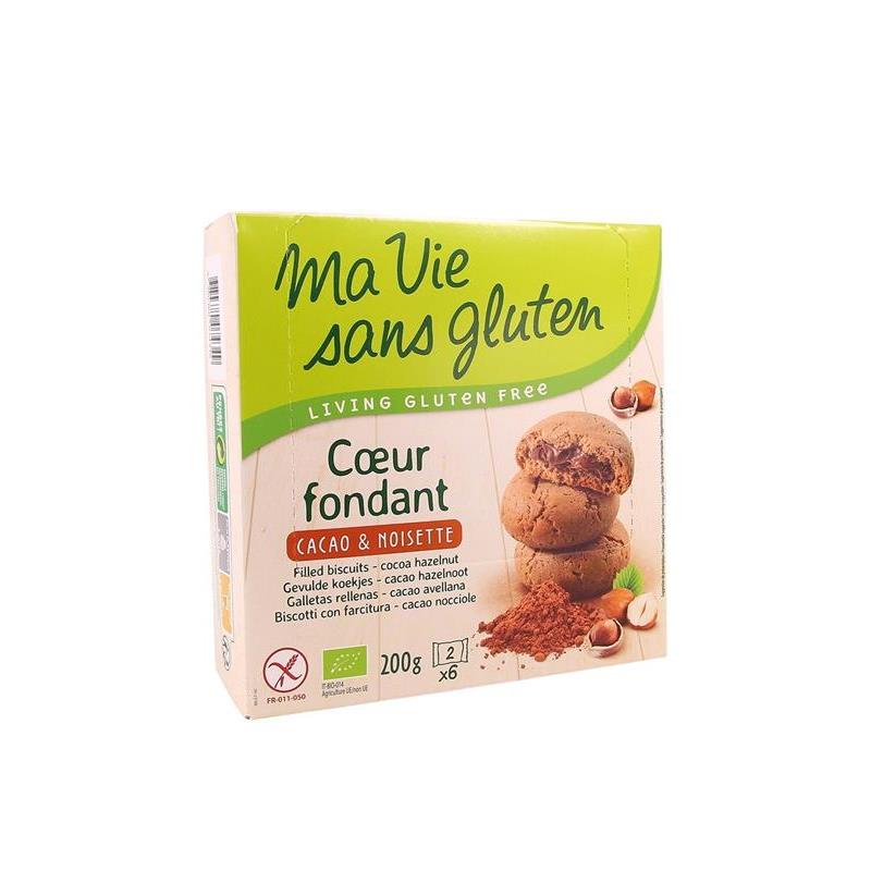 Biscuiti fara gluten cu crema de cacao si alune, MVSG, 200g