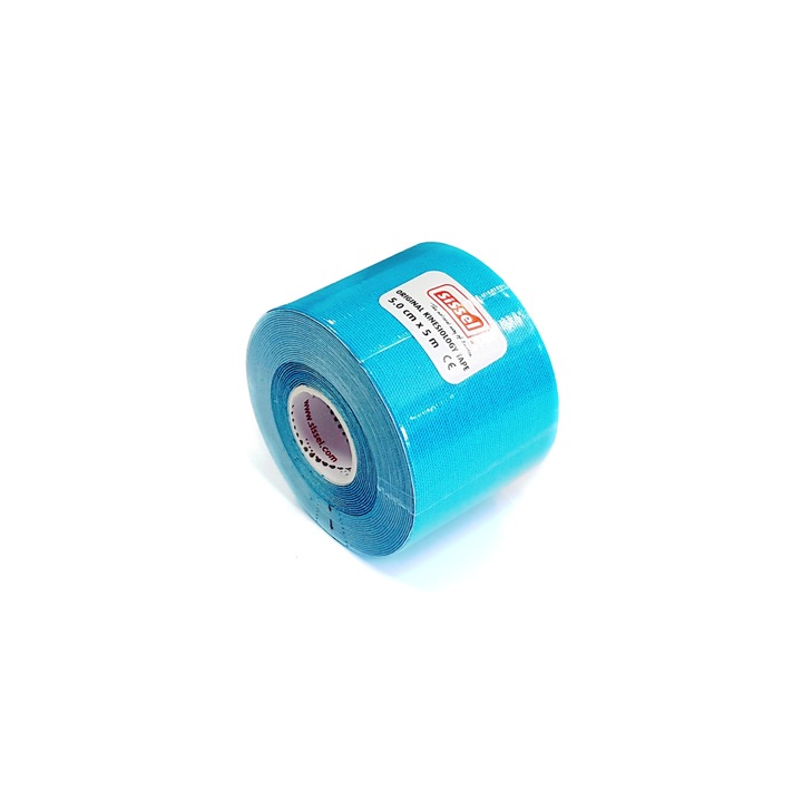 Banda kinesiologica, albastru, 5 cm x 5 m - Sissel Kinesiology Tape