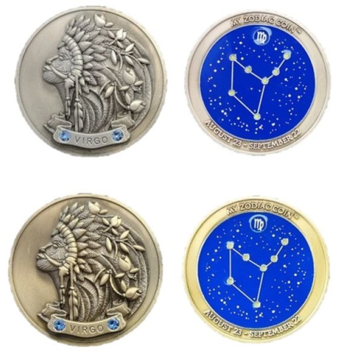 Монета Mycoin зодия ДЕВА, 3D, свети в тъмното