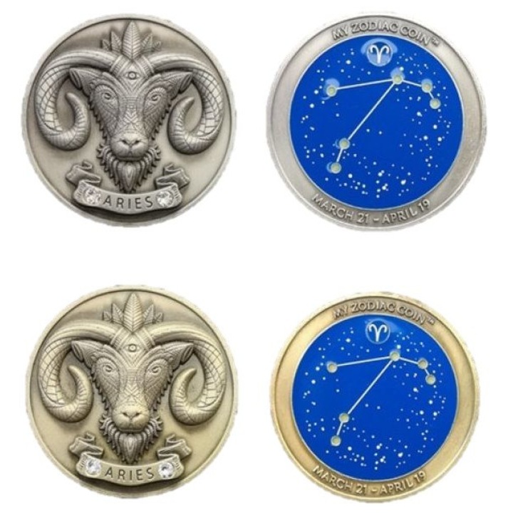 Монета Mycoin зодия ОВЕН, 3D, свети в тъмното