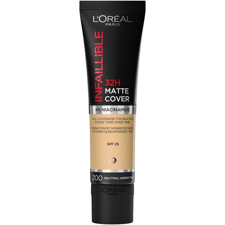 Фон дьо тен L'Oreal Paris Infaillible 24H Matte Cover 200 Golden Sand, 30 мл
