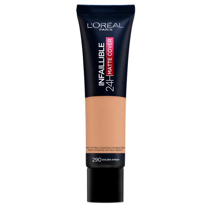 Fond de ten mat L'Oreal Paris Infaillible 24H Matte Cover 290 Golden Amber, 30 ml