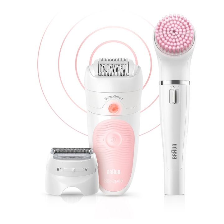 Епилатор Braun Silk-epil SensoSmart 5-885BS - бяло-розов (10AS470053)