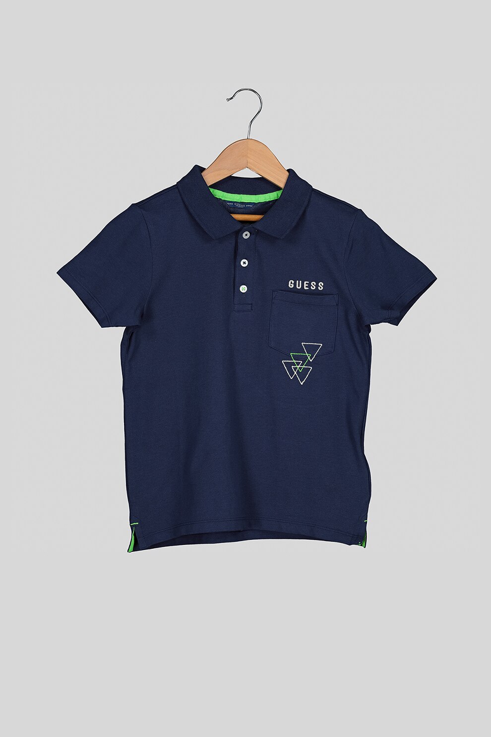 GUESS JEANS, Tricou polo de bumbac, cu buzunar pe piept, Bleumarin, 140-146 CM