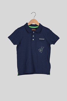GUESS JEANS, Tricou polo de bumbac, cu buzunar pe piept, Bleumarin, 140-146 CM GUESS JEANS, Tricou polo de bumbac, cu buzunar pe piept, Bleumarin, 140-146 CM