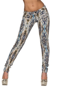 Pantaloni skinny cu imprimeu abstract multicolor ,marimea L Pantaloni skinny cu imprimeu abstract multicolor ,marimea L