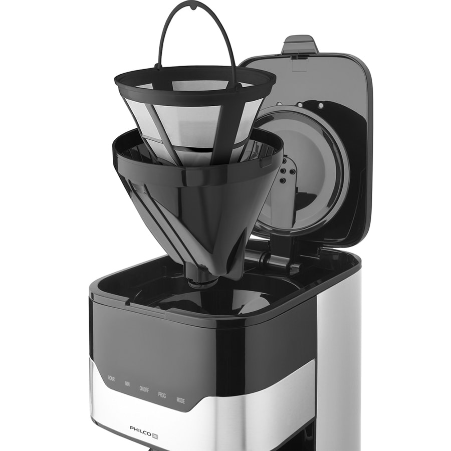 Cafetiera, Philco, Display LCD, Timer, 800W, Argintiu