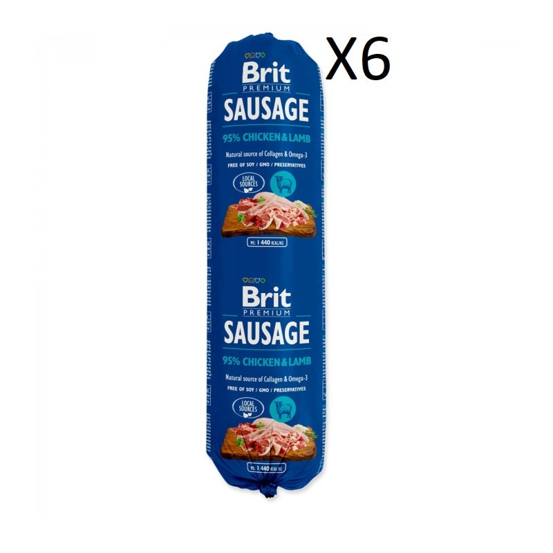 Hrana pentru caini Brit, Salam, Pui si Miel, 6x800g