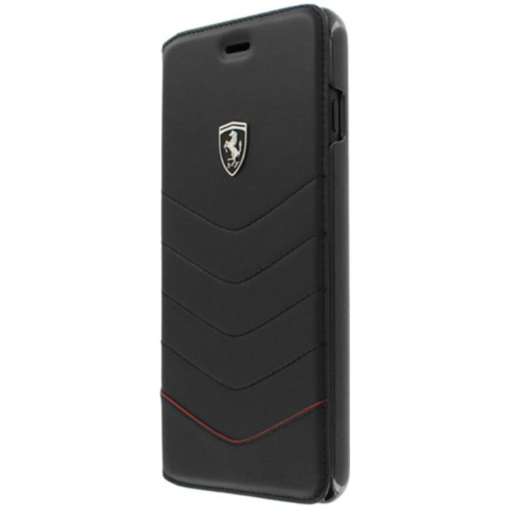 Ferrari Heritage Apple iPhone 7/8 Plus tűzdelt valódi bőr kinyitható tok, Fekete