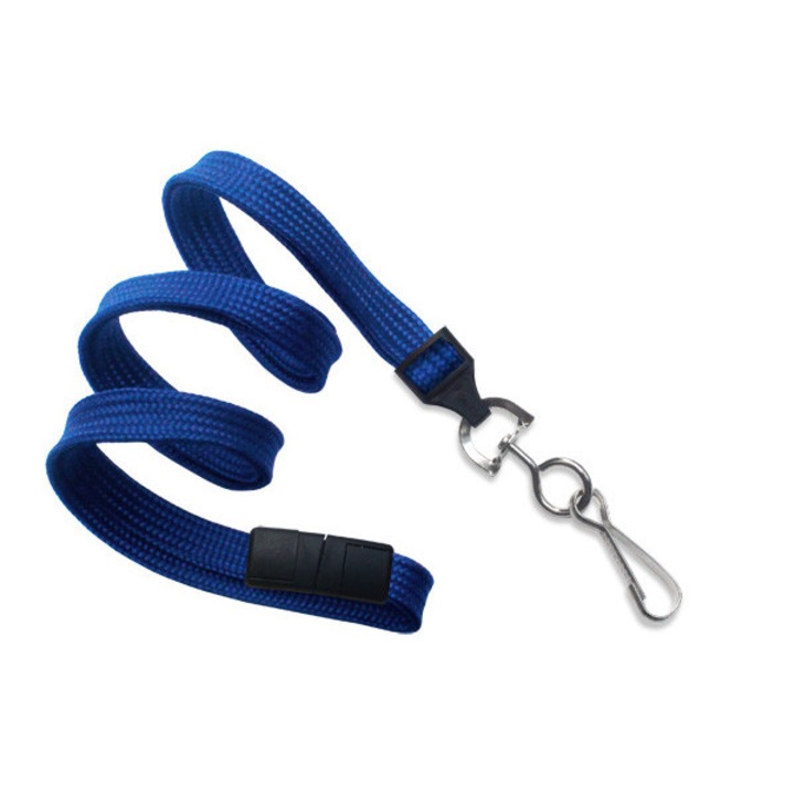 Set 25 buc snur ecuson textil plat 10mm cu sistem antistrangulare, albastru