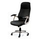 Scaun directorial HM Edison, Cadru Polipropilena, Piele ecologica, Inaltime ajustabila, Sistem Balansare, H 118 cm, Sarcina max 120 Kg, Negru