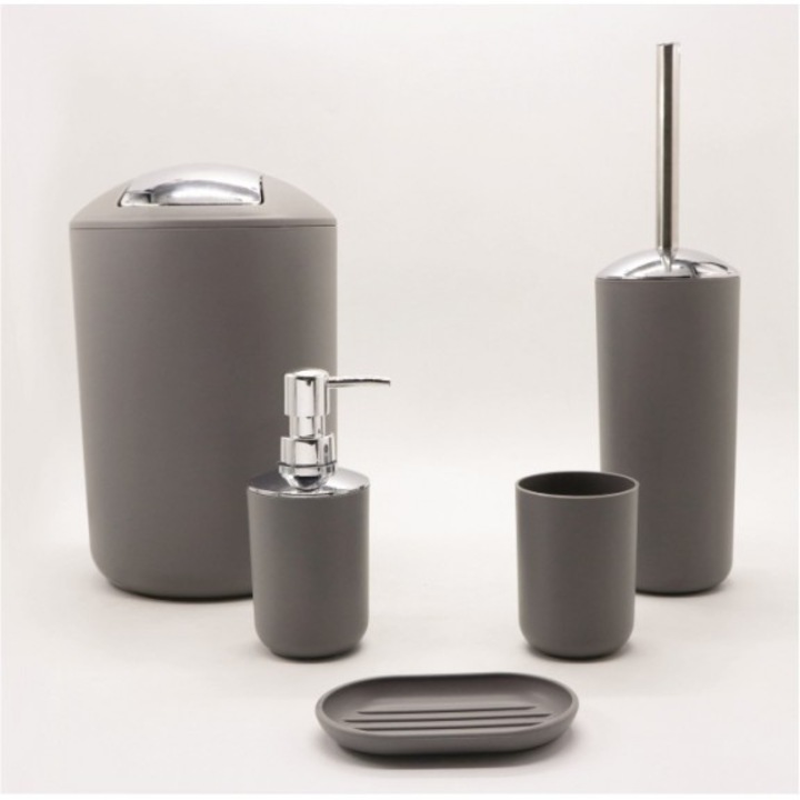 Комплект аксесоари за баня Inter Ceramic, Сиви