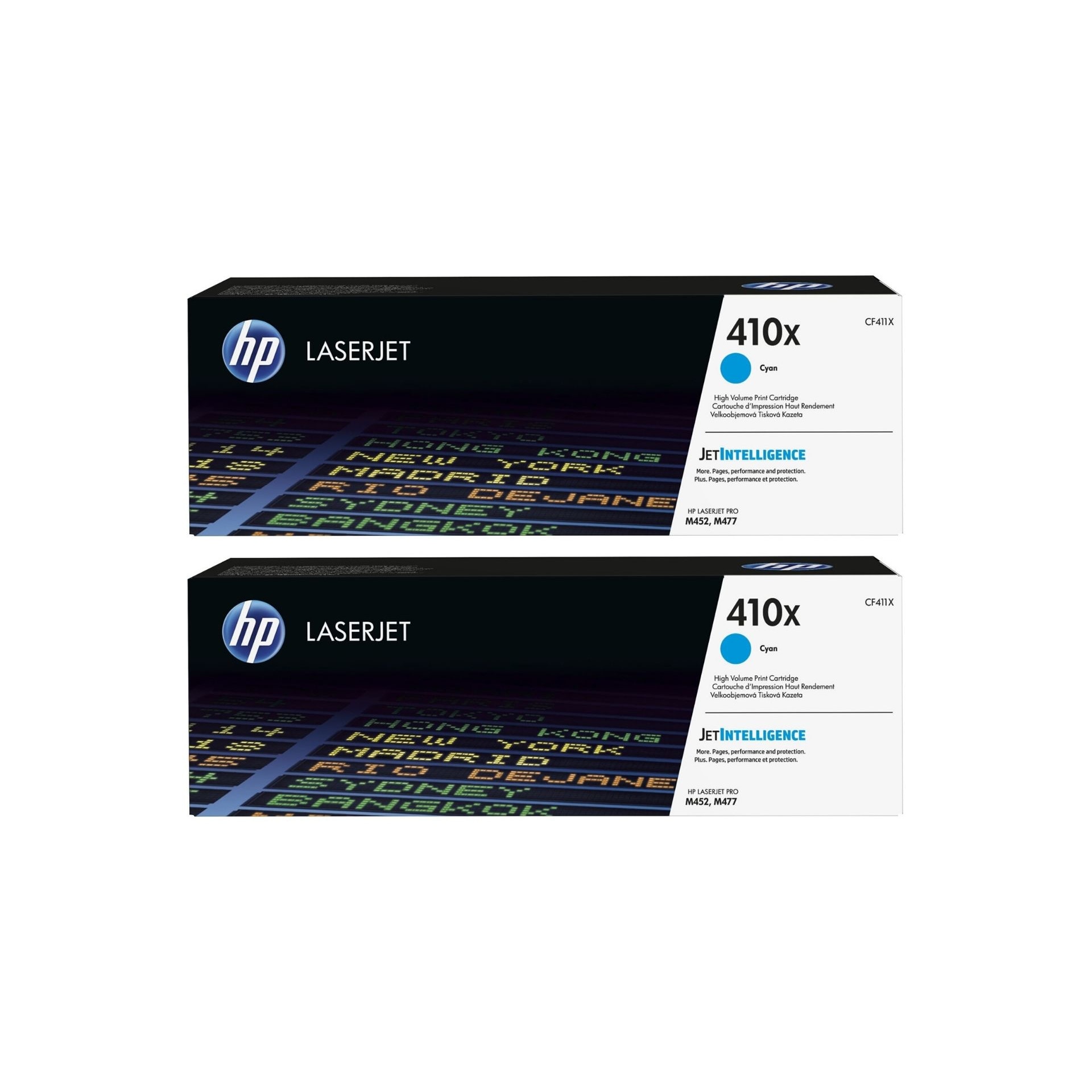 Pachet cartuse toner HP original CF411X (410X) cyan x2 10000 pagini