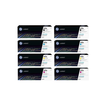Pachet cartuse toner HP original (410X) CF410X negru x2 CF411X cyan x2 CF412X galben x2 CF413X magenta x2 43000 pagini Pachet cartuse toner HP original (410X) CF410X negru x2 CF411X cyan x2 CF412X galben x2 CF413X magenta x2 43000 pagini