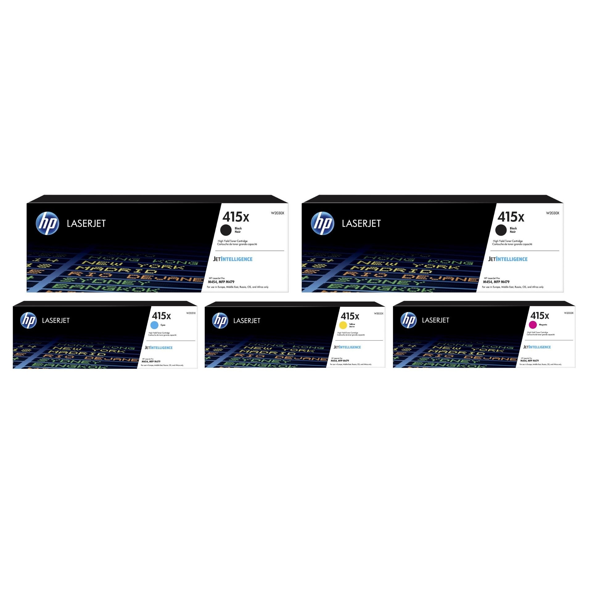 Pachet cartuse toner HP original (415X) W2030X negru x2 W2031X cyan W2032X galben W2033X magenta 33000 pagini