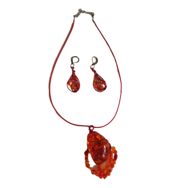 Set Pandativ si Cercei, InVolve, model 2, Margele, Snur cerat