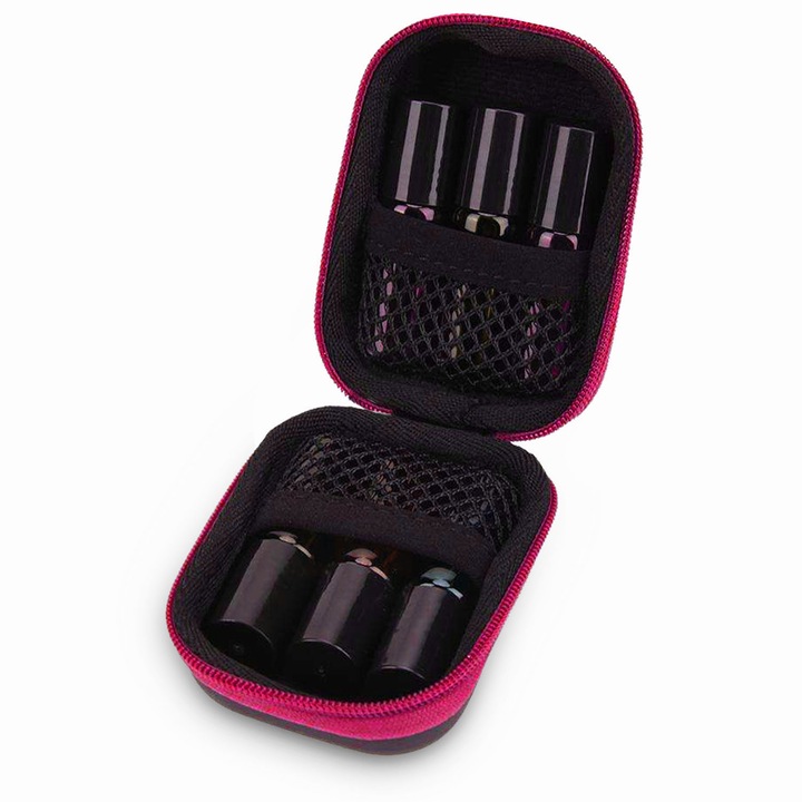 Zioda smart essentials rendszerező, 6 üveg illóolajhoz (3 ml, 4 ml), fukszia cipzár