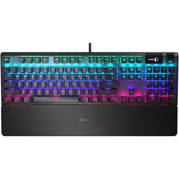 Tastatura gaming SteelSeries Apex 5, iluminare RGB, contacte mecanice hybrid-blue, display OLED, Negru Tastatura gaming SteelSeries Apex 5, iluminare RGB, contacte mecanice hybrid-blue, display OLED, Negru