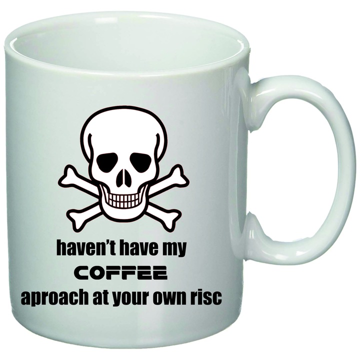 Cana personalizata "Coffee Hazard" 330ml alba Giftoro