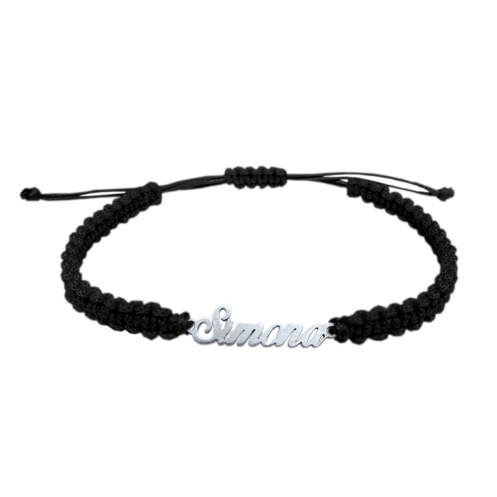 Bratara din snur impletita manual personalizata cu nume SIMONA din argint reglabila 9406100 Dras