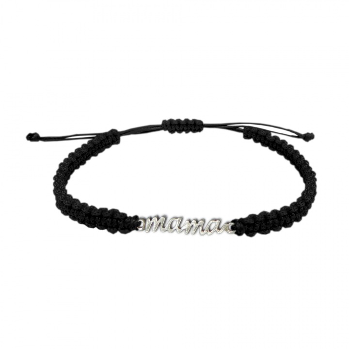 Персонализирана ръчно плетена гривна от шнур с надпис MAMA в сребристо, регулируема 9409140 Dras