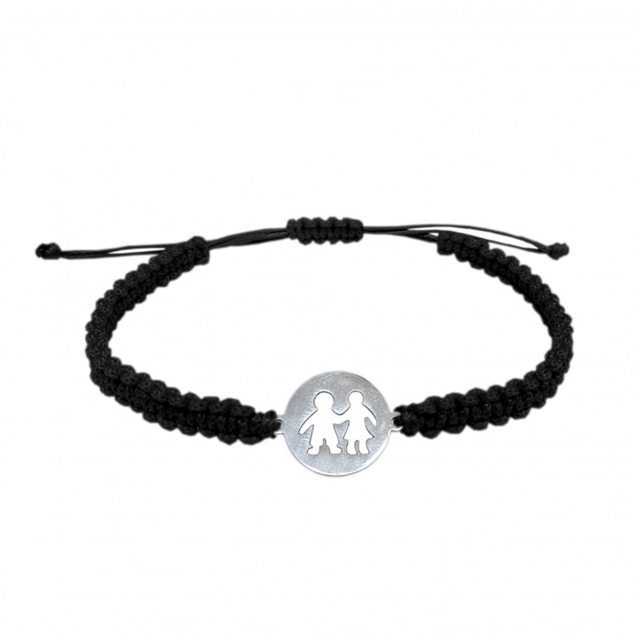 Bratara din snur impletita manual cu banut decupat din argint EL SI EA reglabila 9410110 Dras