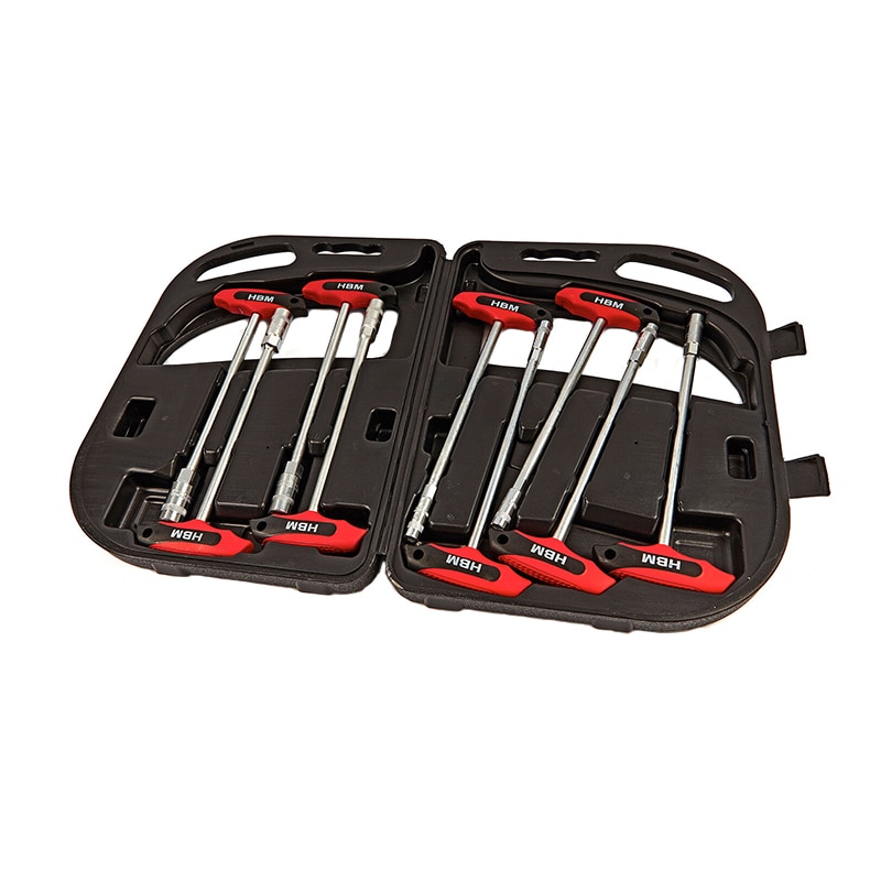 Set tubulare cu maner T, HBM, 9 piese, 6-14 mm