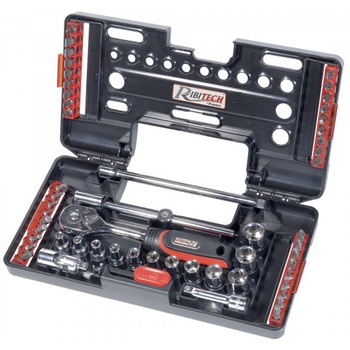 Trusa profesionala chei tubulare RIBITECH 57 piese, crom vanadiu Trusa profesionala chei tubulare RIBITECH 57 piese, crom vanadiu