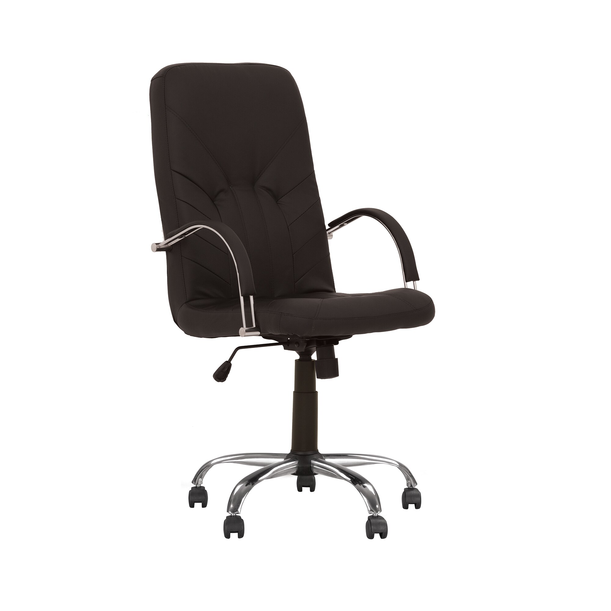 Scaun directorial MANAGER STEEL baza cromata, piele ecologica, negru