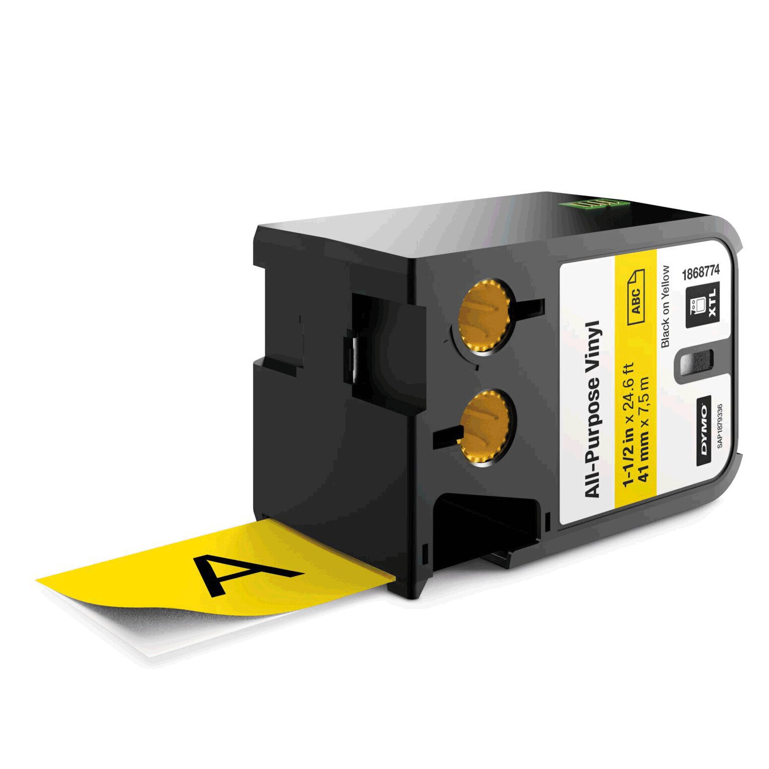 Etichete industriale autoadezive, Dymo XTL , o rola vinil, 41mm x 7m, negru/galben, 1868774