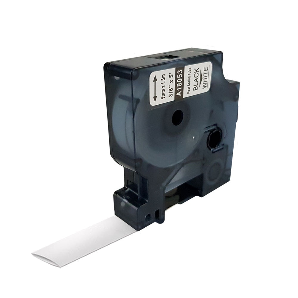 Etichete tub termocontractibil compatibil, Dymo ID1, o buc 9mm x 1.5m, negru/alb, 18053 S0718280-C