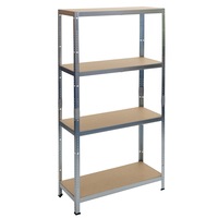 Raft metalic 4 polite MDF STRATEGIC 138x60x30 cm, 50kg/polita, fixare prin clipsare, cadru metalic din otel zincat, polite maro