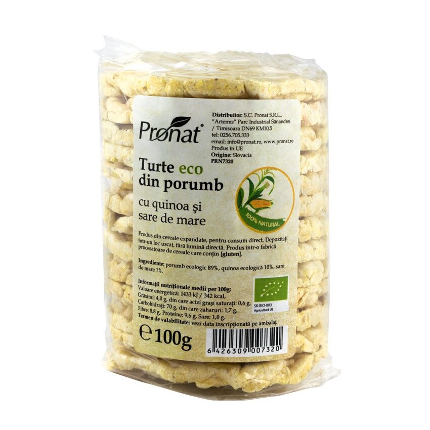Turte BIO din porumb cu quinoa si sare de mare, 100g